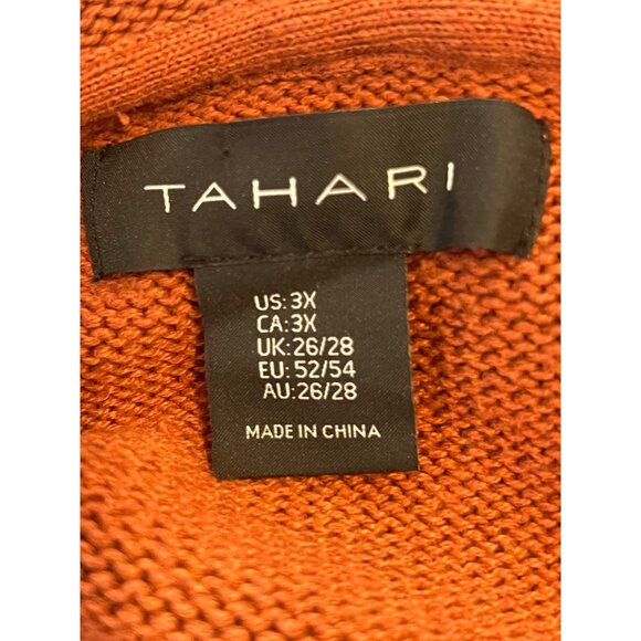 Tahari 3X Open Front Cardigan Duster Rust Hooded Sweater Pockets Cotton/Poly - Picture 3 of 13